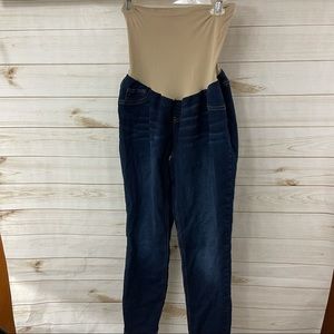 Motherhood Maternity Beige and Dark Blue Women Jeans